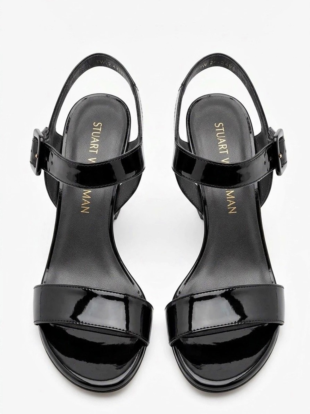 Stuart Weitzman Black Patent Ankle Strap Heels